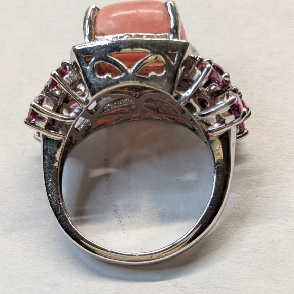 Vintage Rhodochrosite silver ring sz 7 - Picture 8 of 10